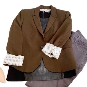 ZARA | crop single-breasted blazer large olive